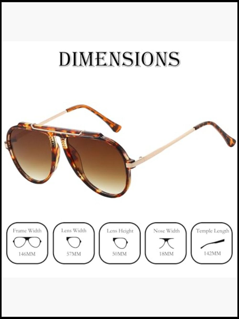 Oversized Aviator Sunglasses UV400 Protection Composite Frame - Picture 6 of 7